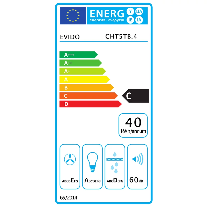 Evido CHT5TB.4 SLIMLUX 50TC teleszkópos páraelszívó fekete üveg 50cm