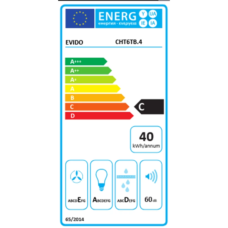 Evido CHT6TB.4 SLIMLUX 60TC teleszkópos páraelszívó fekete üveg 60cm