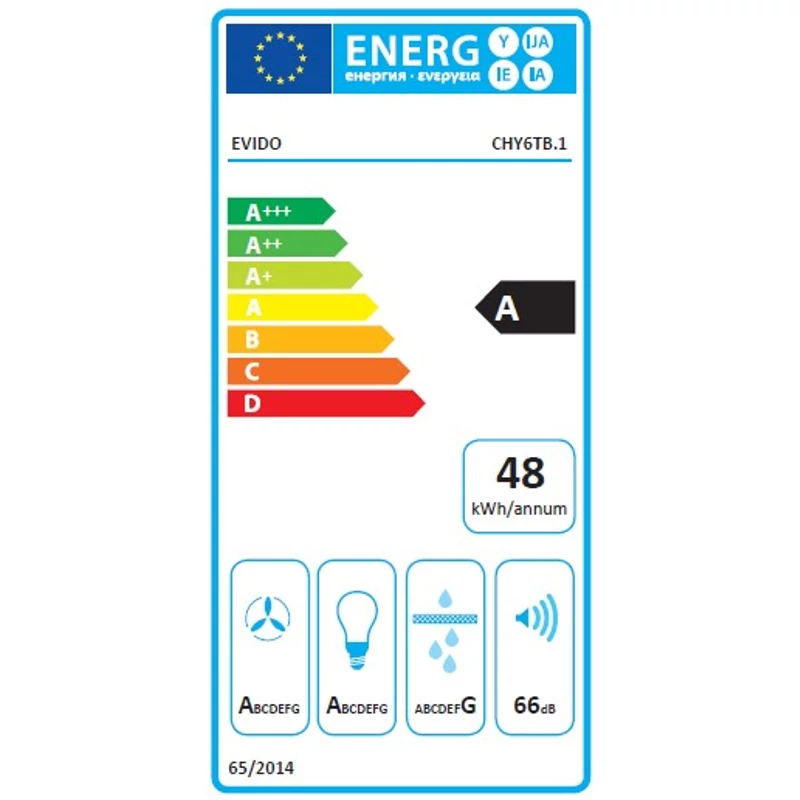 Evido CHY6TB.1 SKY PRO 60B döntött fali páraelszívó fekete üveg 60cm