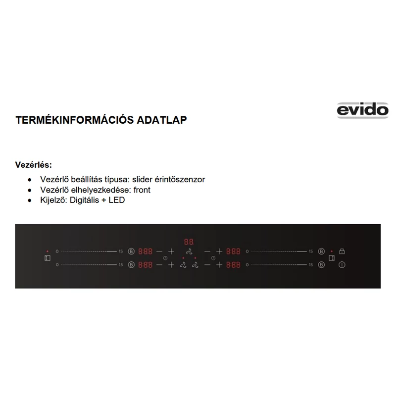 Evido IV8DB.1 VENTO 80DB beépíthető indukciós főzőlap páraelszívóval 80cm
