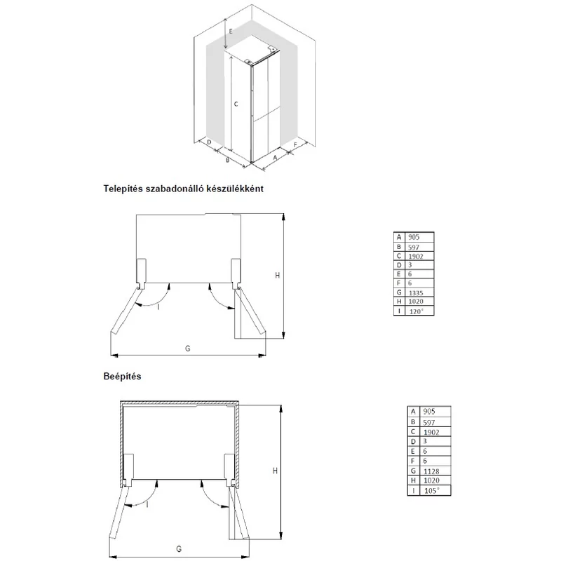 Evido RFF505B.1 SPACE FIT 505B szabadonálló 4 ajtós hűtő fekete