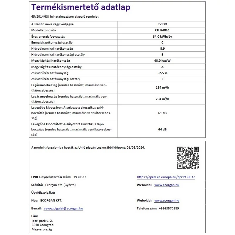Evido SLIMBOX 60X CHT6RX.1 beépíthető teleszkópos páraelszívó 60cm inox