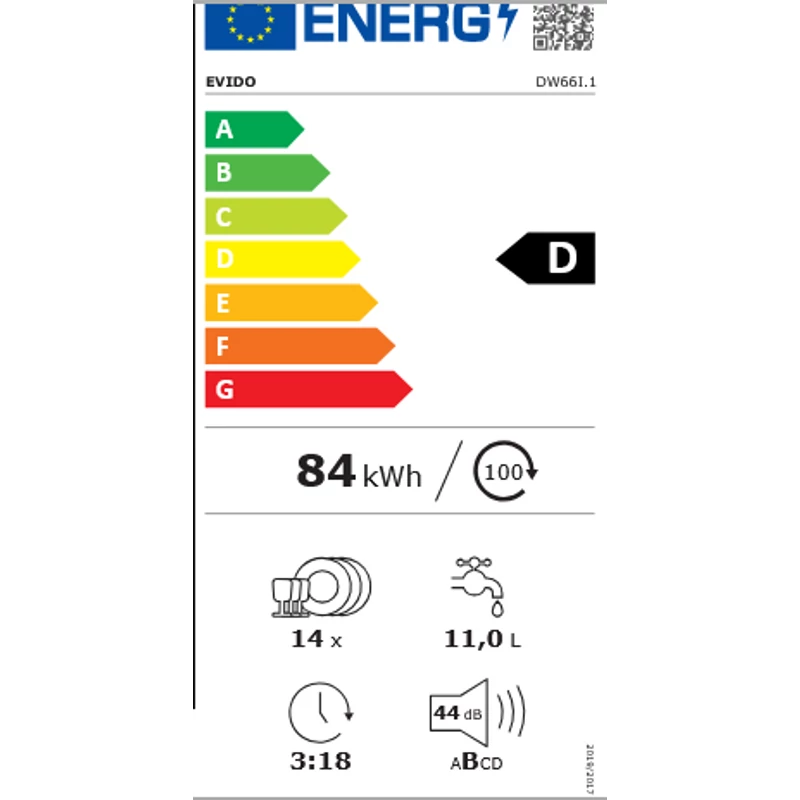 Evido DW66I.1 AQUAPRO 60I teljesen beépíthető mosogatógép 60cm