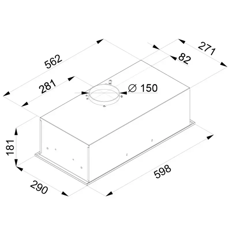 EVIDO SOTTO 60X Felsőszekrénybe építhető Páraleszívó inox CHB6RX.1