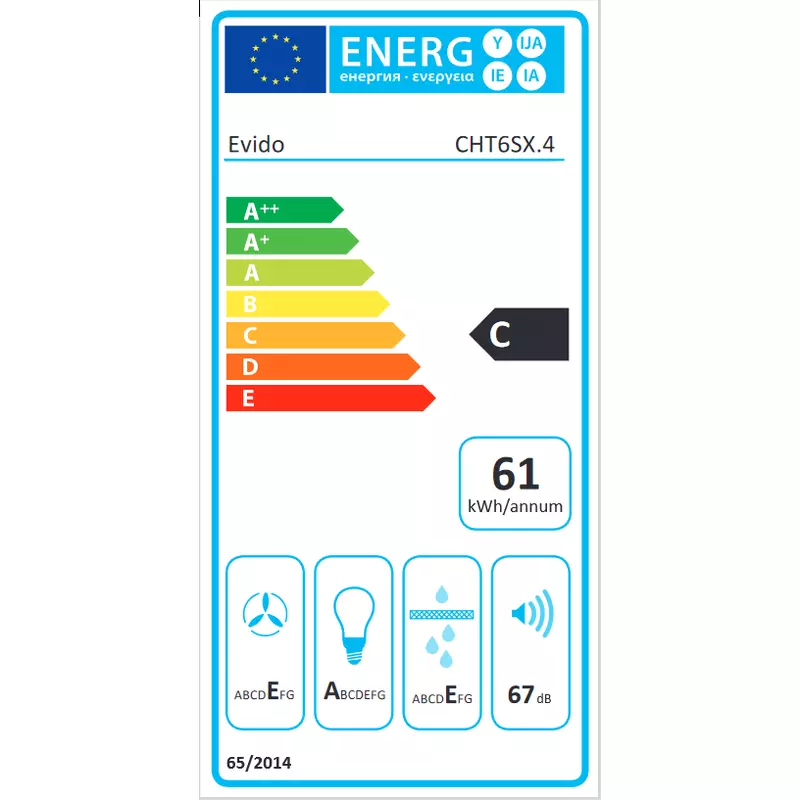 Evido SLIMLUX 60X teleszkópos páraelszívó led inox front CHT6SX.4