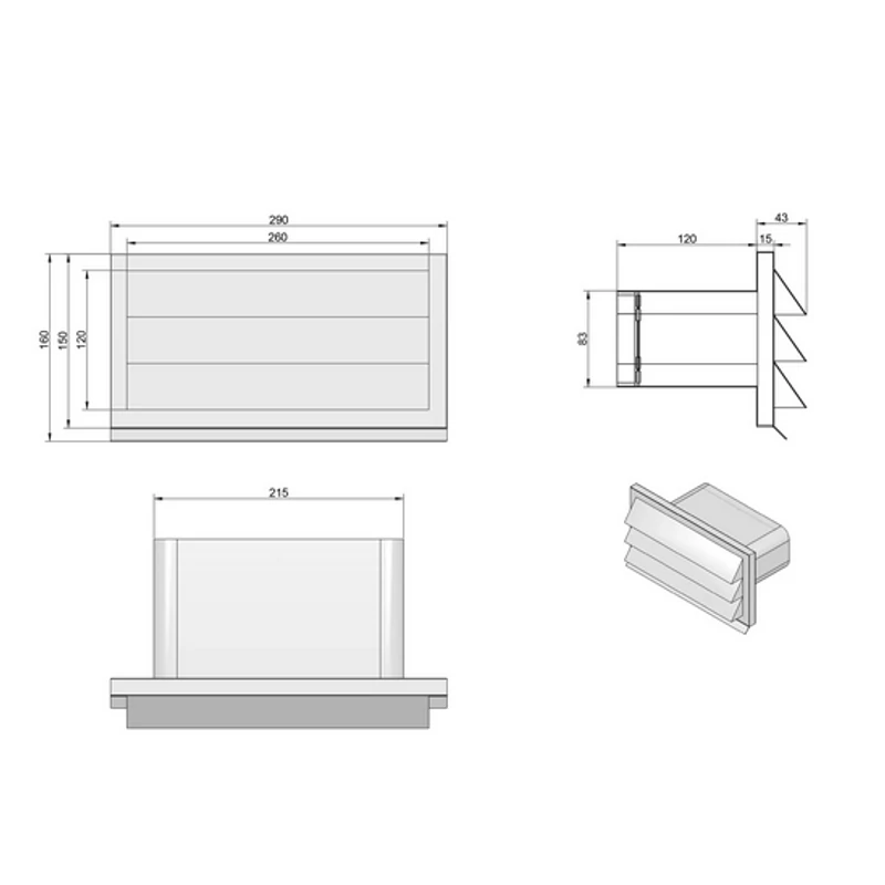 Elica NIKOLATESLA szellőzőrács 222x89mm KIT0121009