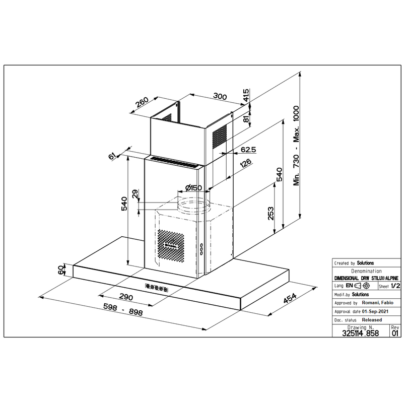 Faber Air Hub Stilo Glass Comfort X/V A90 fali páraelszívó inox 90cm