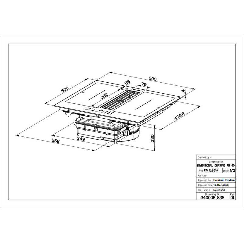 Faber Galileo Smart BK A600 indukciós főzőlap beépített páraelszívóval 60cm 340.0627.227