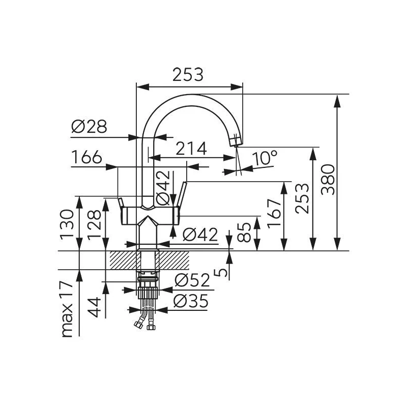 Ferro BFT41 Filtrata álló íves csaptelep szűrt vízhez króm 1386