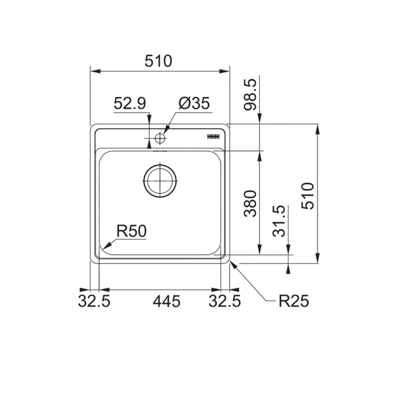 Franke BELL BCX 610-51 nemesacél mosogató + LINA XL J csap szett FR1301186