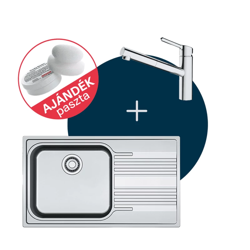 Franke SMART SRX 611-86 LB nemesacél mosogató + ORBIT DOCCIA csap szett FR1301187