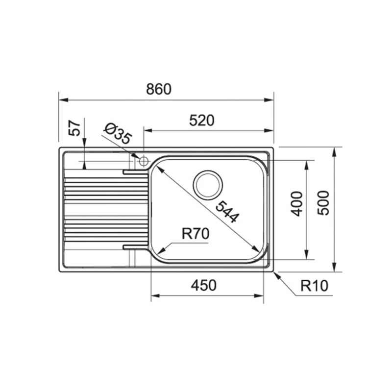 Franke SMART SRX 611-86 LB nemesacél mosogató + ORBIT DOCCIA csap szett FR1301188