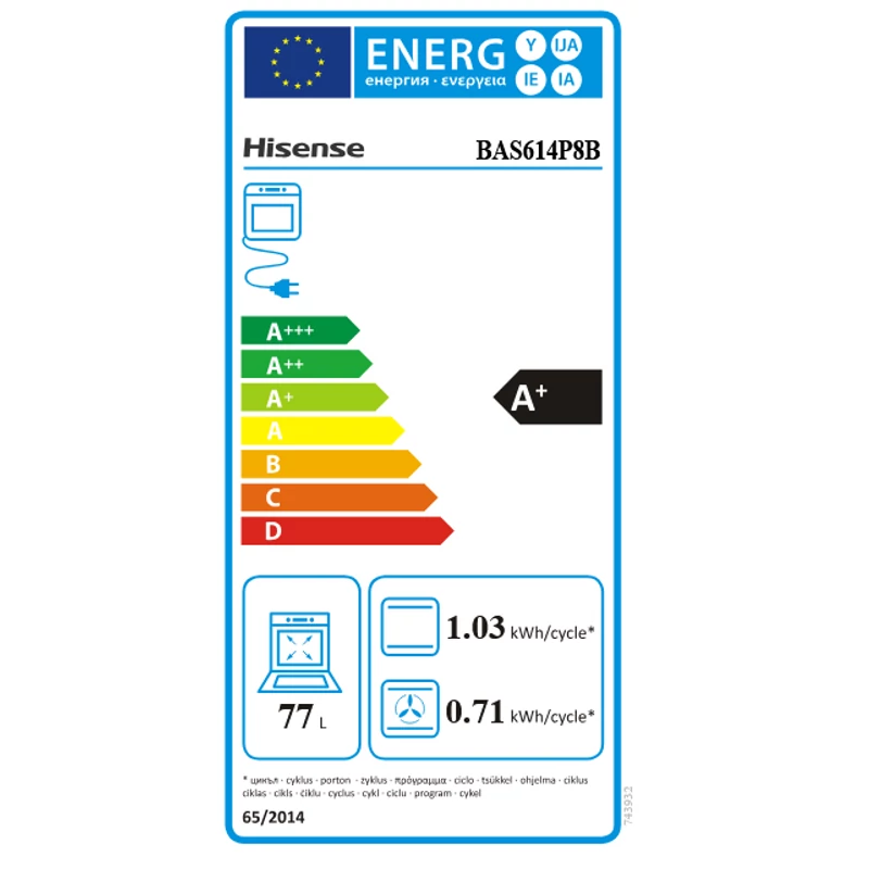Hisense BAS614P8B beépíthető sütő gőzfunkciós pirolítikus fekete