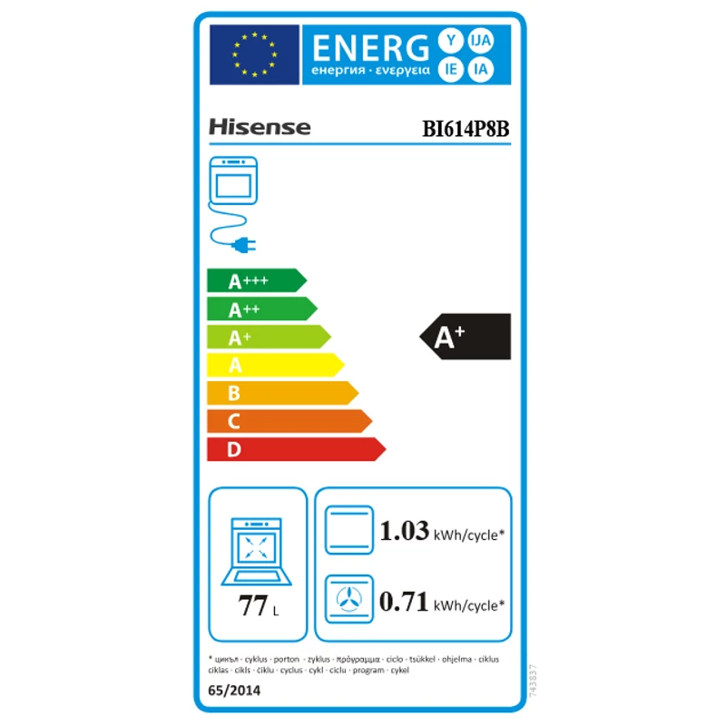 Hisense BI614P8B beépíthető sütő pirolítikus fekete