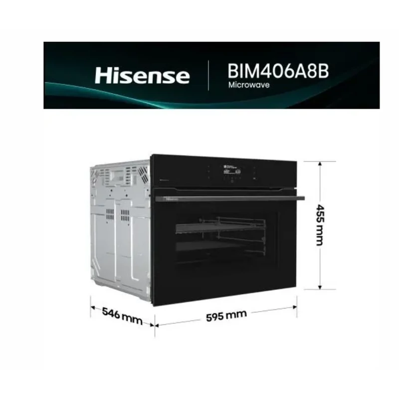 Hisense BIM406A8B beépíthető kompakt sütő + mikrohullám 45cm fekete
