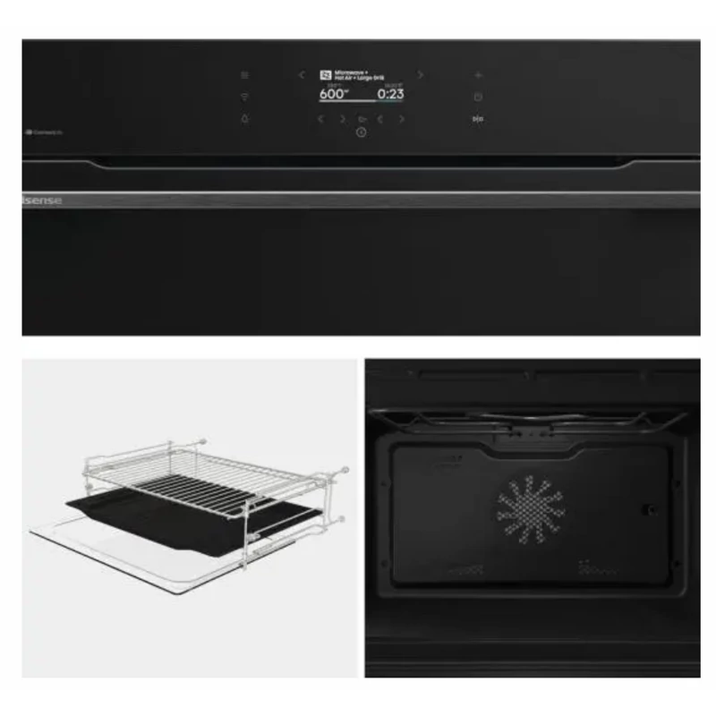 Hisense BIM406A8B beépíthető kompakt sütő + mikrohullám 45cm fekete