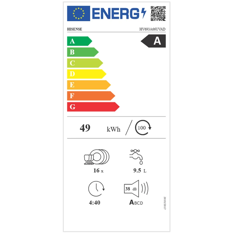 Hisense HV693A66UVAD teljesen beépíthető mosogatógép 60cm