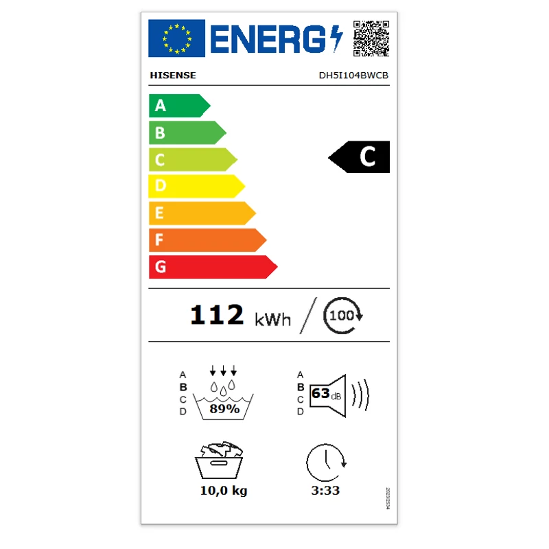 Hisense DH5I104BWCB hőszivattyús szárítógép 10kg