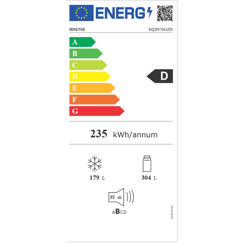 Hisense RQ5P470SAFD négyajtós hűtőszekrény fekete