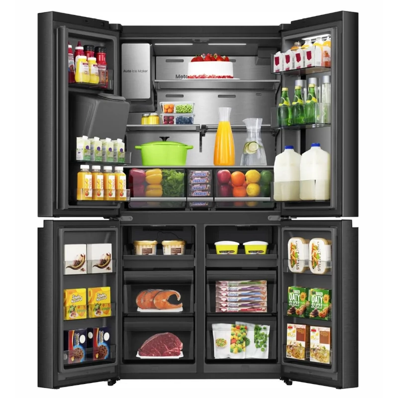 Hisense RQ600P7SKE MultiDoor hűtőszekrény PureViewDoor Víz-, jégkocka és törtjég készítés fekete