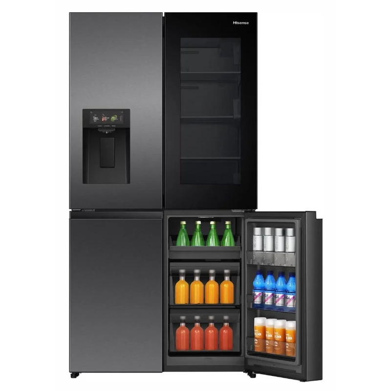 Hisense RQ600P7SKE MultiDoor hűtőszekrény PureViewDoor Víz-, jégkocka és törtjég készítés fekete