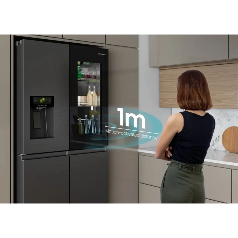 Hisense RQ600P7SKE MultiDoor hűtőszekrény PureViewDoor Víz-, jégkocka és törtjég készítés fekete