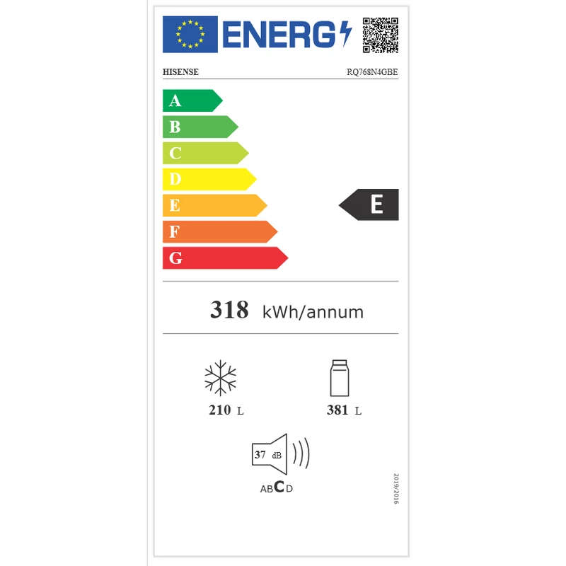 Hisense RQ768N4GBE MultiDoor hűtőszekrény NoFrost fekete