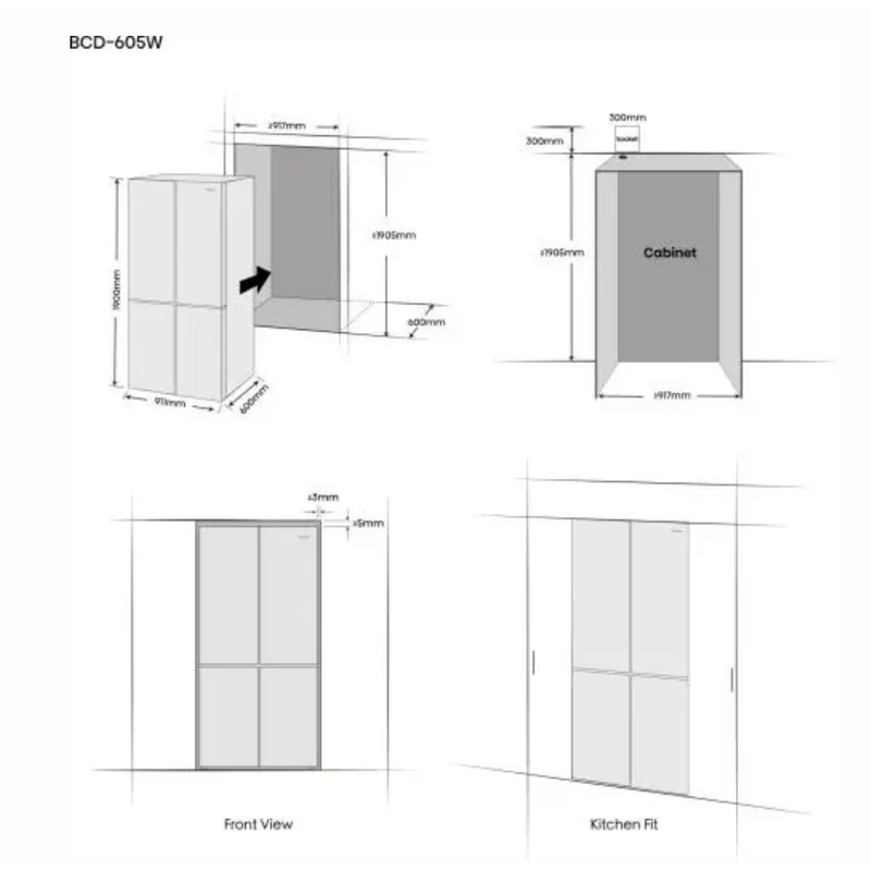 Hisense RQ768N4GVE MultiDoor hűtőszekrény NoFrost inox/üveg