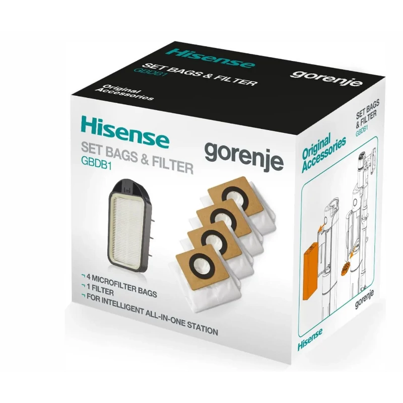 Hisense GBDB1 4db mikroszűrős porzsák, bemeneti motorszűrővel HVC676451DA modellhez