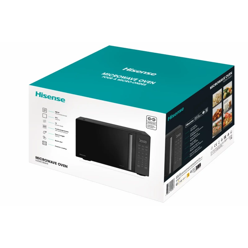 Hisense H23MOBS4HI szabadonálló mikrohullámú sütő InverTech technológia fekete 23L