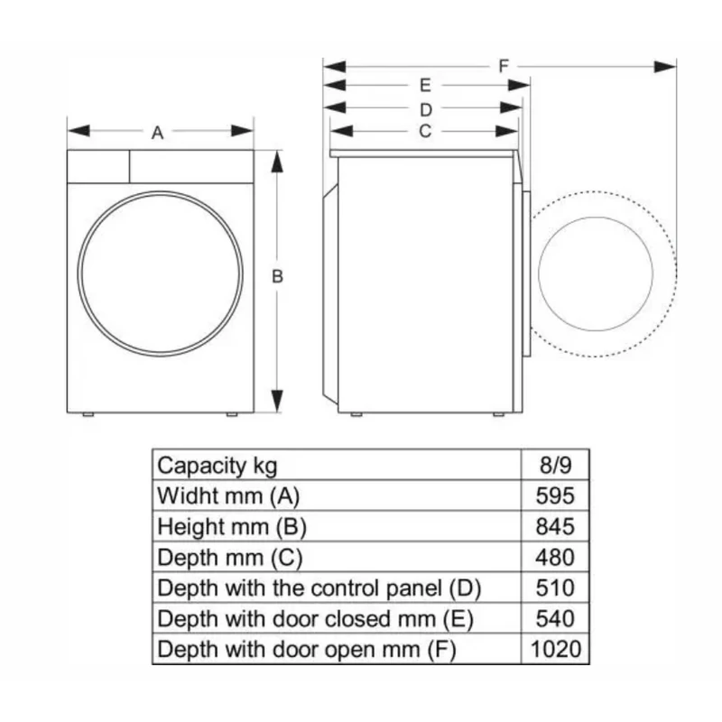 Hisense WD3S8043BB3 előltöltős mosó-szárítógép 8/5kg fekete