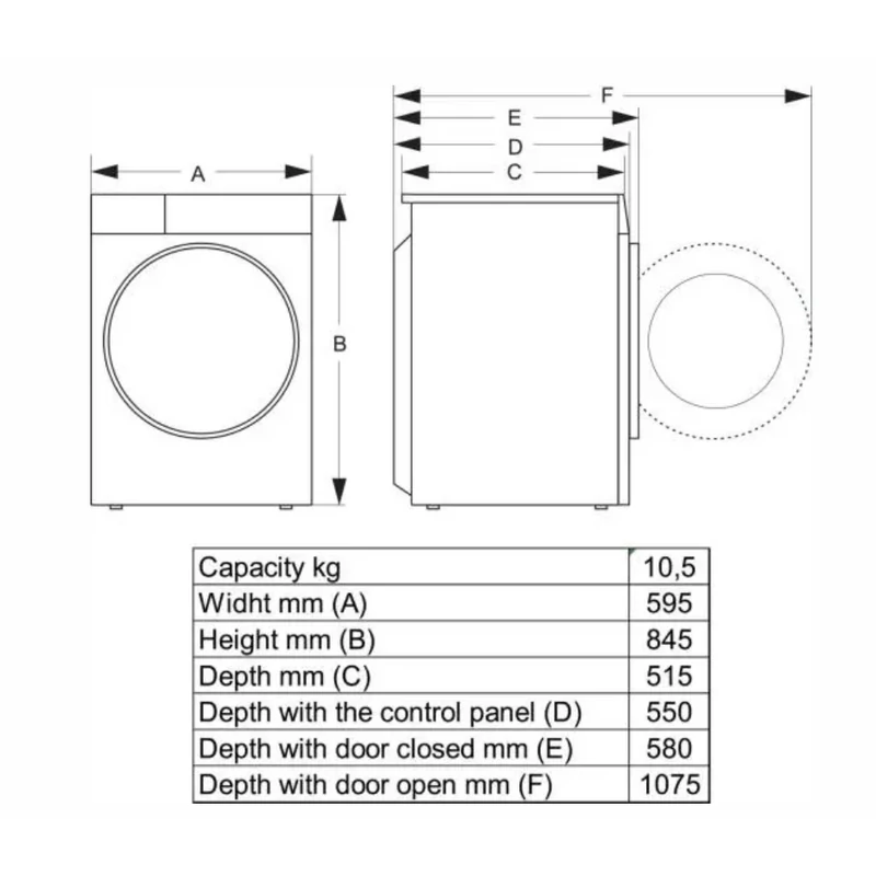 Hisense WD5i1045BWQ előltöltős mosó-szárítógép 10,5/6kg