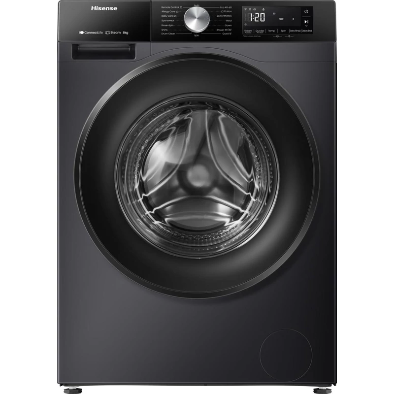 Hisense WF3S8043BB3 elöltöltős mosógép 8kg 54cm mély fekete