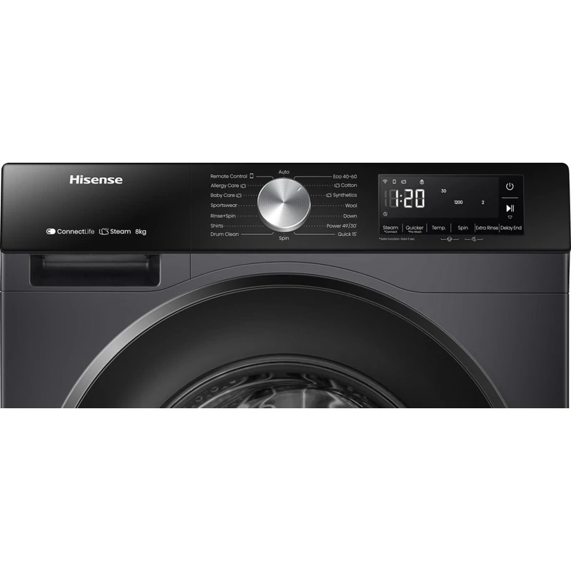 Hisense WF3S8043BB3 elöltöltős mosógép 8kg 54cm mély fekete