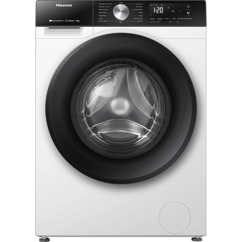 Hisense WF3S8043BW3 elöltöltős mosógép 8kg 54cm mély