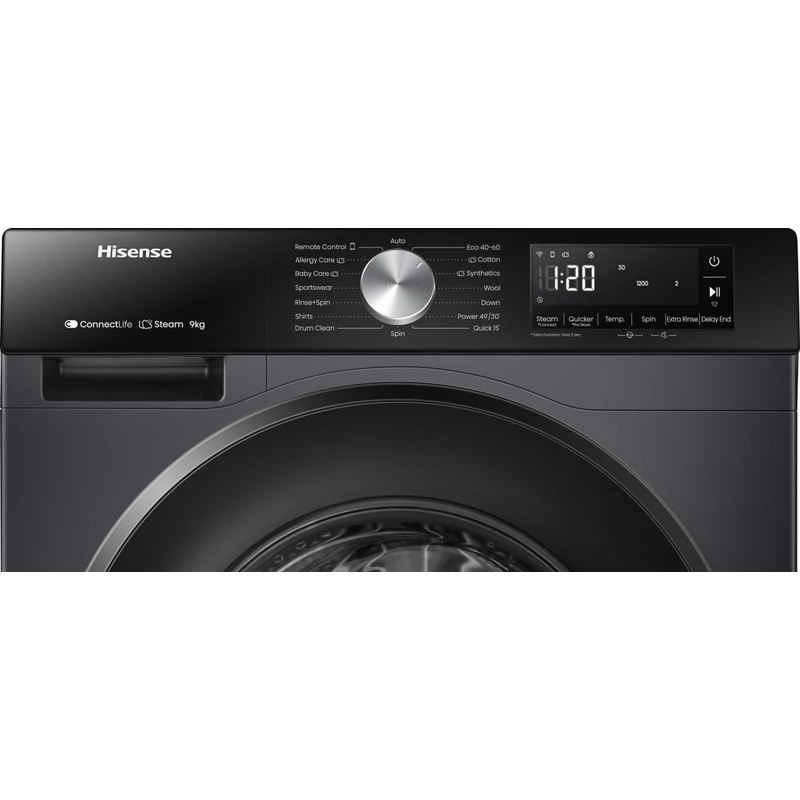 Hisense WF3S9043BB3 elöltöltős mosógép 9kg 54cm mély fekete