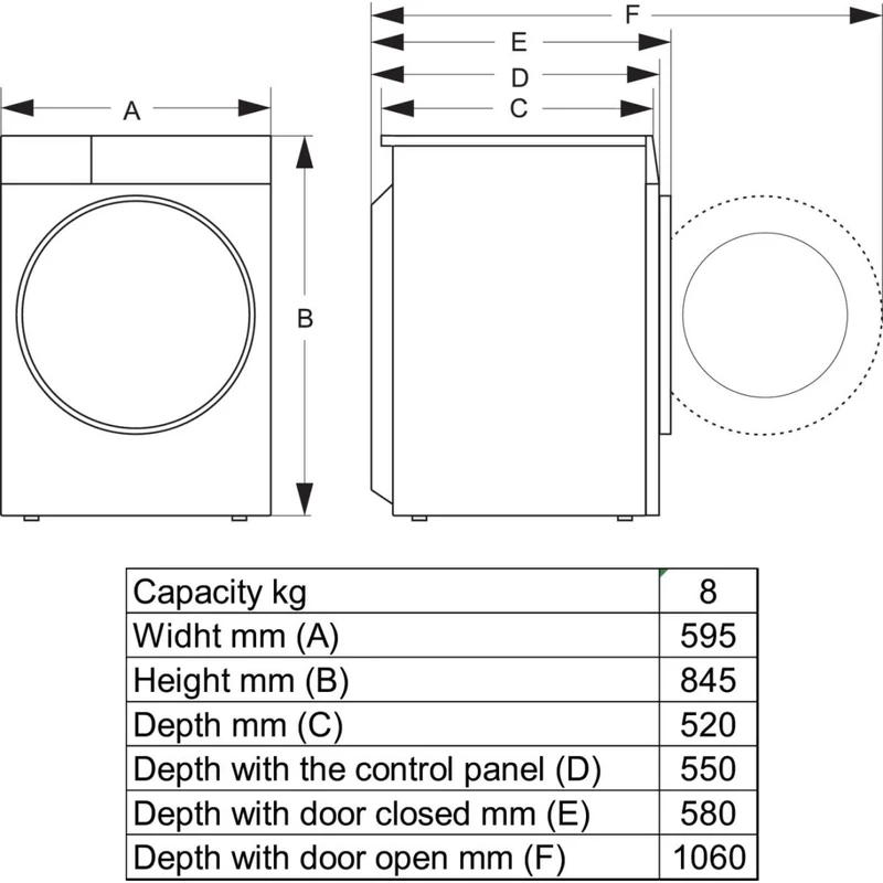 Hisense DH3S802BW2 hőszivattyús szárítógép 8kg