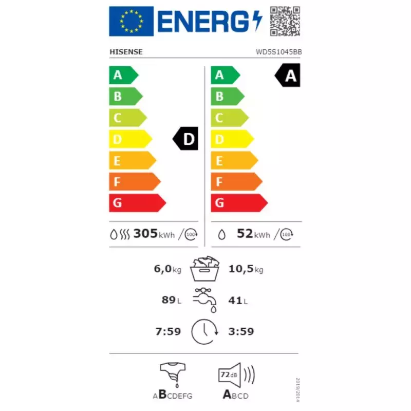 Hisense WD5S1045BB mosó-szárítógép