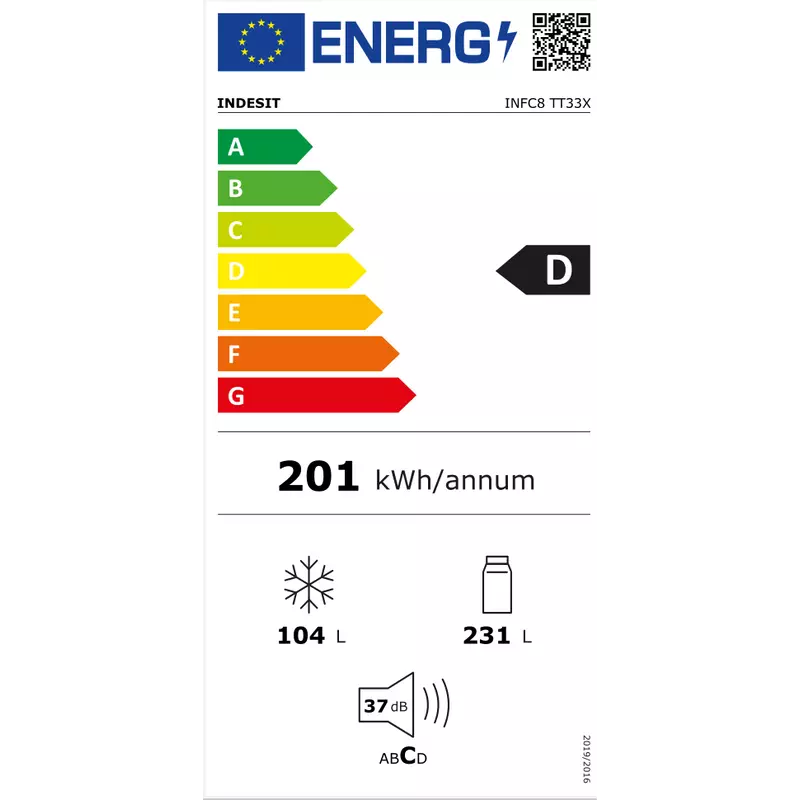 Indesit INFC8 TT33X Alulfagyasztós kombinált NoFrost hűtőszekrény