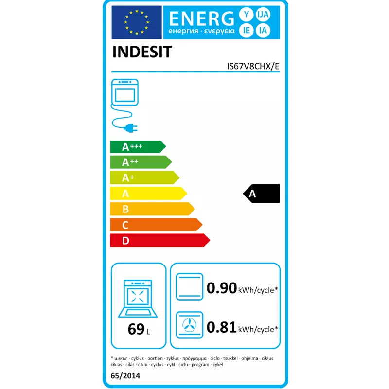 Indesit elektromos szabadonálló tűzhely 60cm IS67V8CHX/E