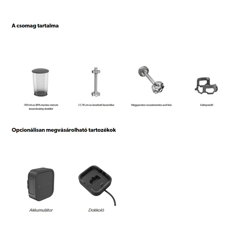 KitchenAid Go 5KHBRV00BM vezeték nélküli botmixer fekete akkumulátor nélkül