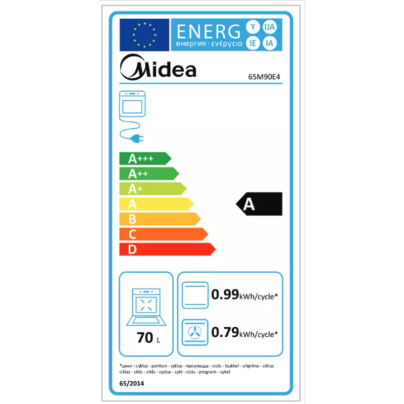 Midea 65M90E4 beépíthető sütő fekete