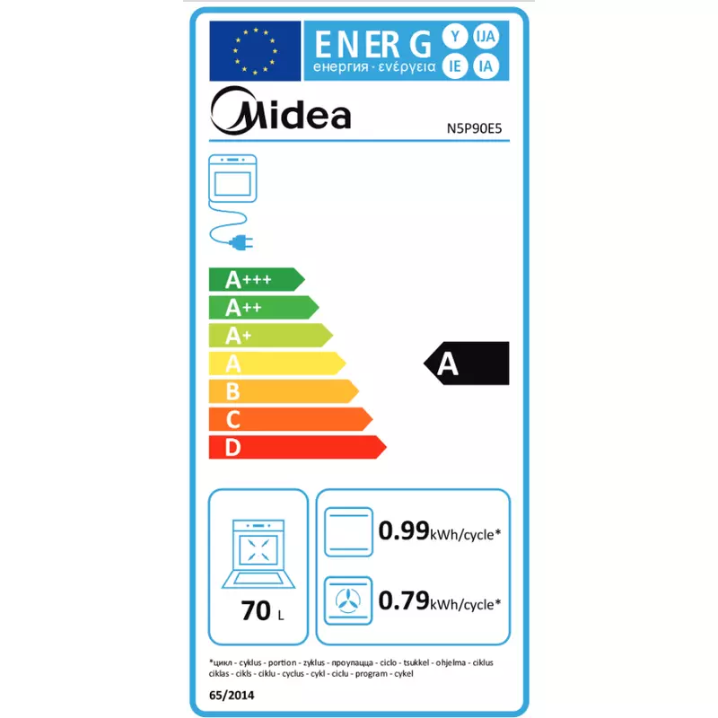 Midea N5P90E5 beépíthető sütő fekete pirolítikus