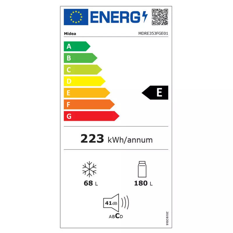 Midea MDRE353FGE01 beépíthető alulfagyasztós hűtőszekrény NoFrost 178cm MD0501004