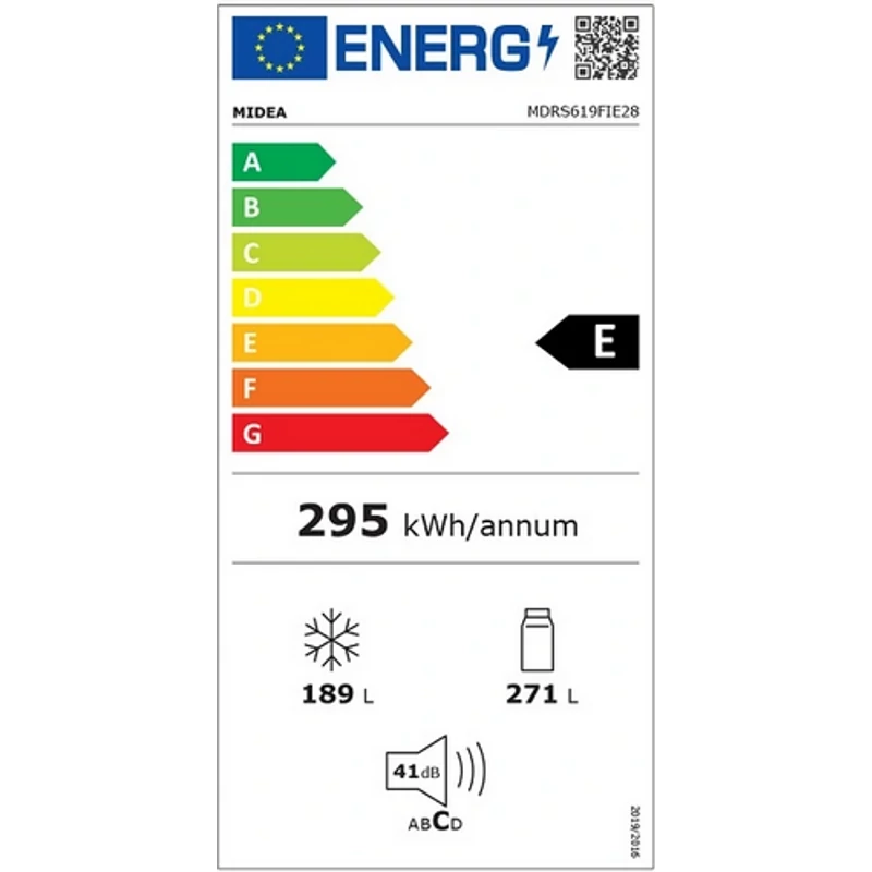 Midea MDRS619FIE28 side by side hűtőszekrény NoFrost