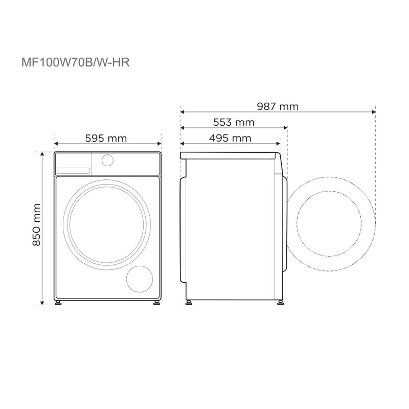 Midea MF100W70B/W-HR elöltöltős mosógép 7kg 1400f/p MD0101026