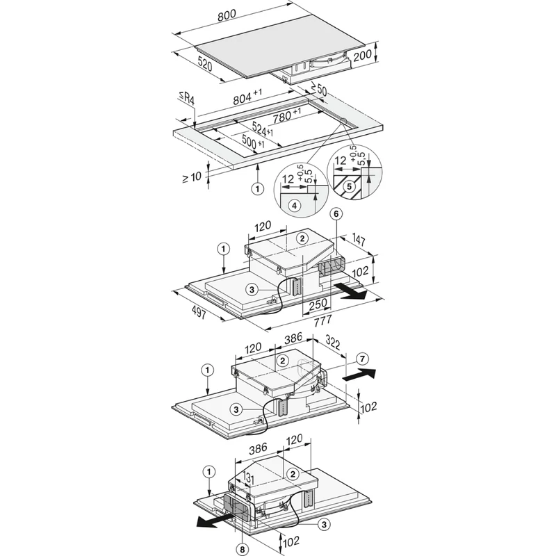 Miele KMDA 7633 FL Indukciós főzőlap Páraelszívóval