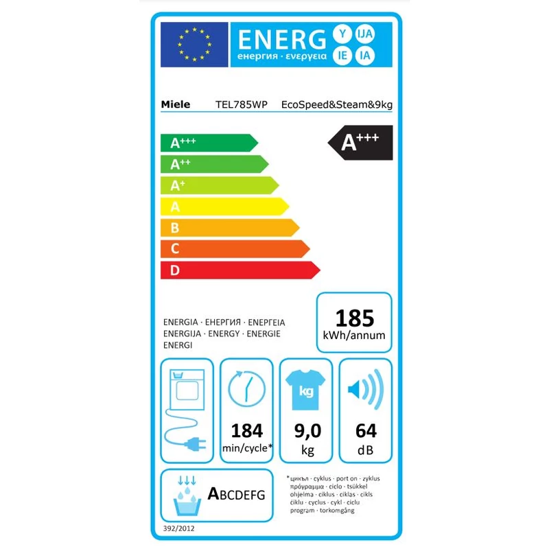 Miele TEL785 WP EU1 LW EcoSpeed&Steam&9kg hőszivattyús szárítógép