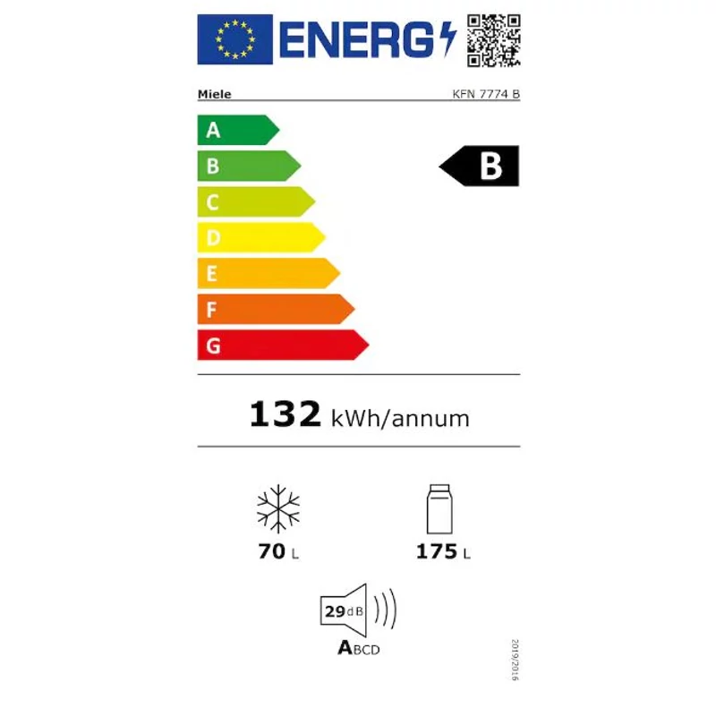 Miele KFN 7774 B beépíthető kombinált hűtőszekrény