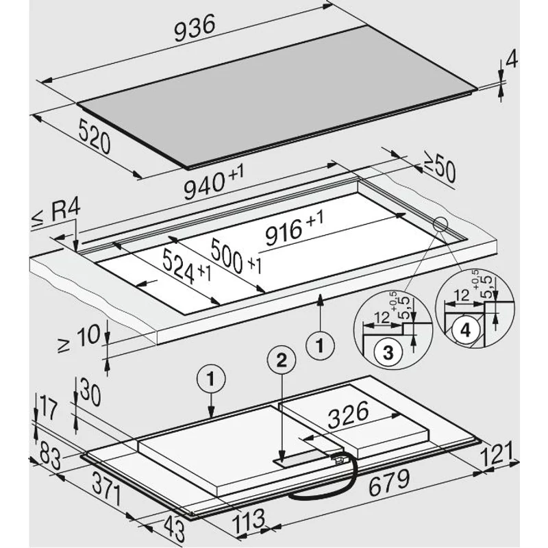 Miele KM 8595 FL 936 mm    Indukciós főzőlap